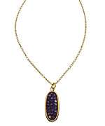 Liz Palacios Gold and Crystal Oval Pendant Necklace